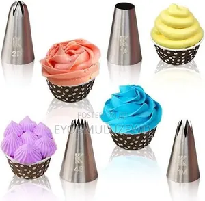 6pcs Decorating Nozzle የኬክ እና የዛሬም ቅርፅ መስሪያ