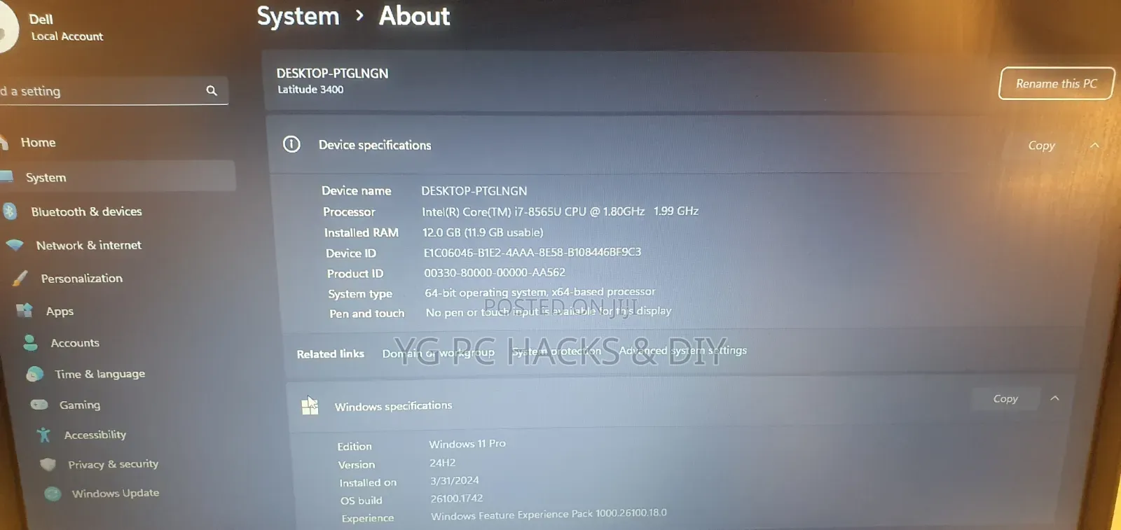 Laptop Dell Latitude 3400 12GB Intel Core i7 SSD 512GB