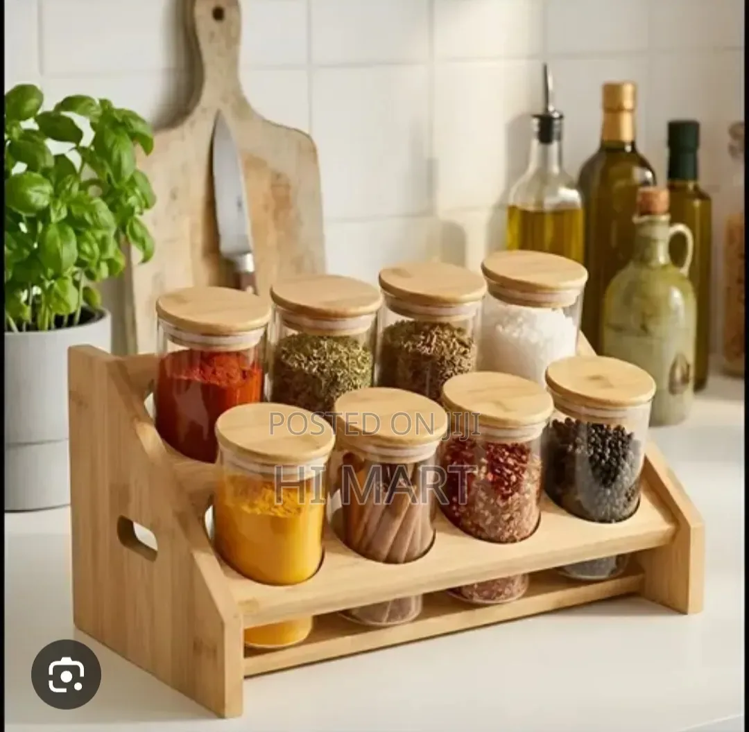 Bamboo and Glass Spice Organizer