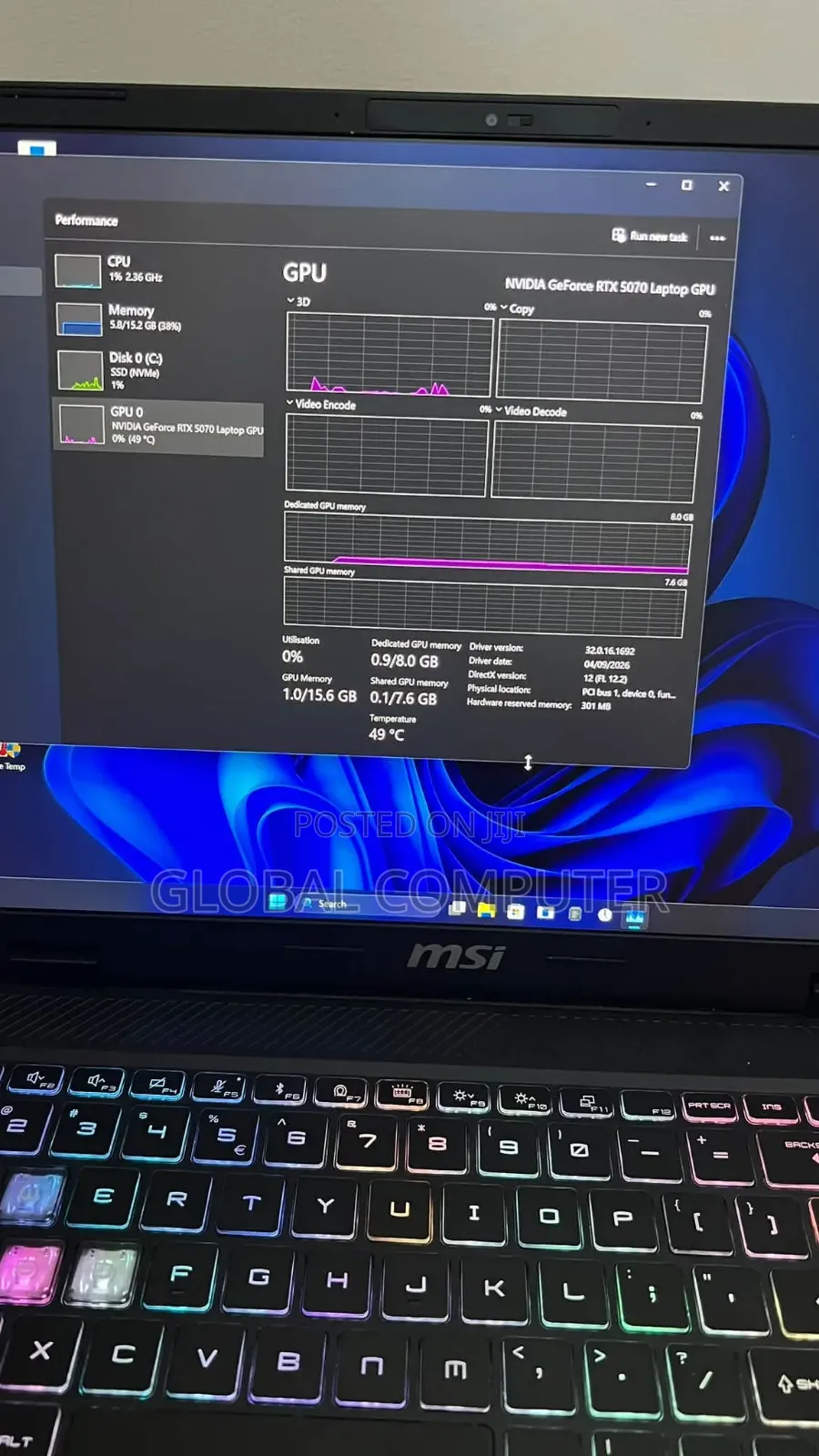 New Laptop MSI Titan 18 HX AI 32GB Intel Core Ultra 7 SSD 1T