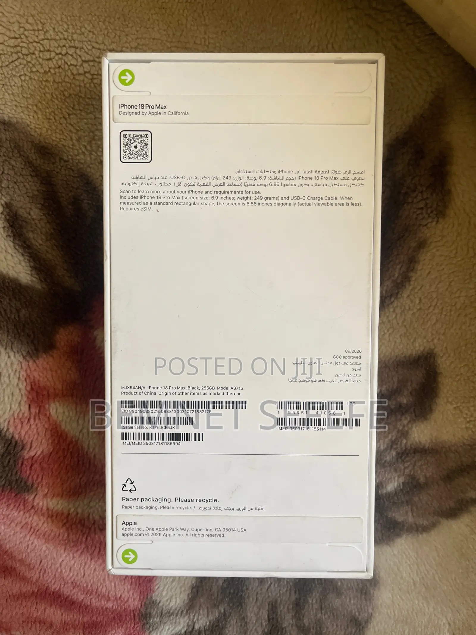New Apple iPhone 18 Pro Max 256 GB Black