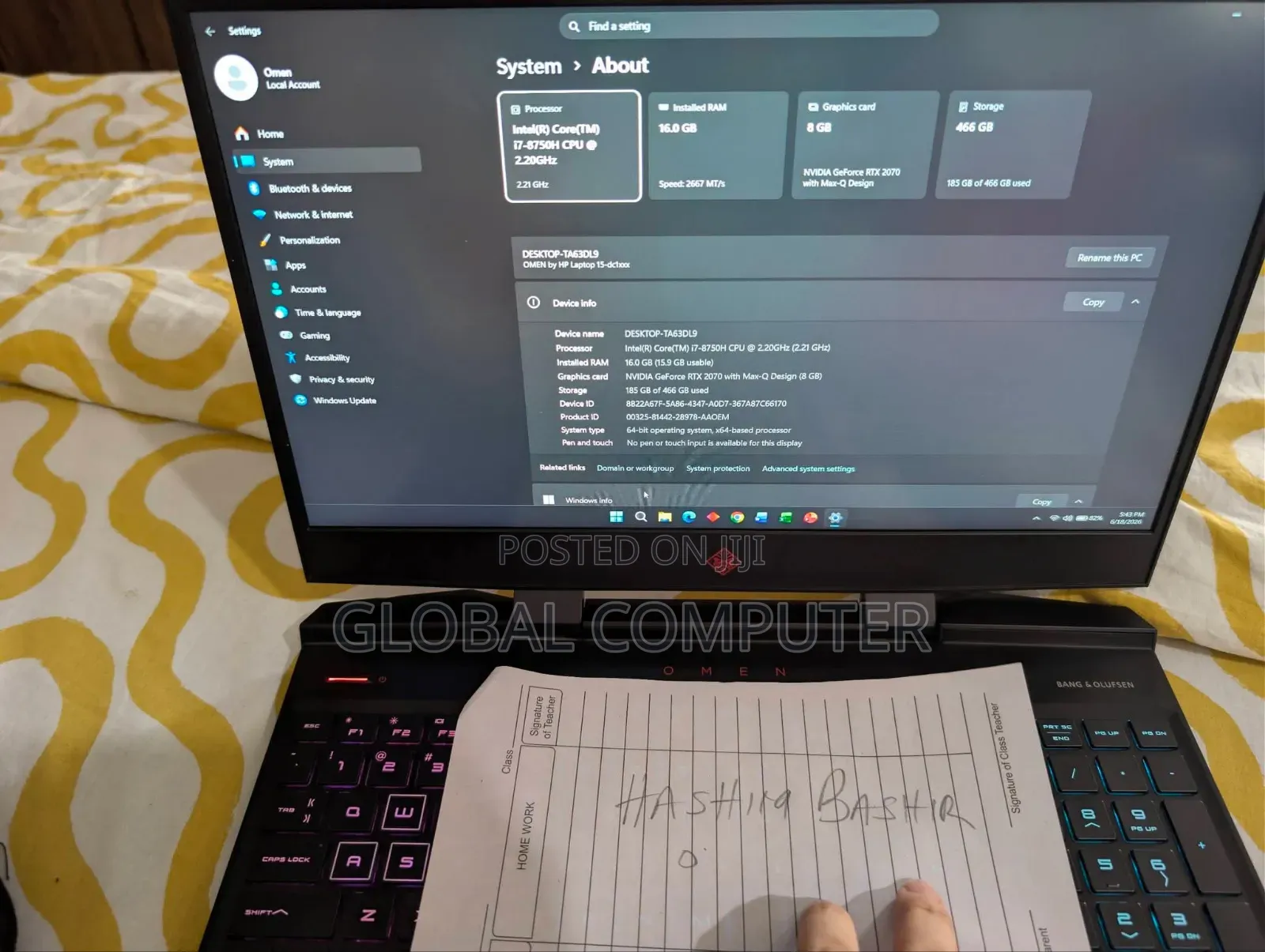 Laptop HP Omen X 16GB Intel Core i7 SSD 512GB