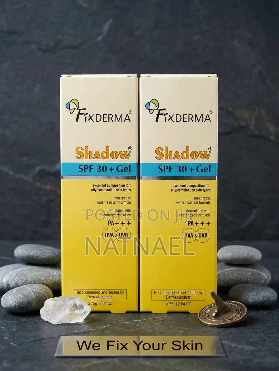 Shows Fixderma Shadow SPF 30+ Gel Sunscreen Boxes
