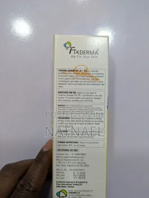 Shows Fixderma Shadow SPF 30+ Gel Sunscreen Boxes