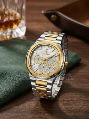 Poedagar Men Chronograph Quartz Watch in a Two-Tone Gold and Silver