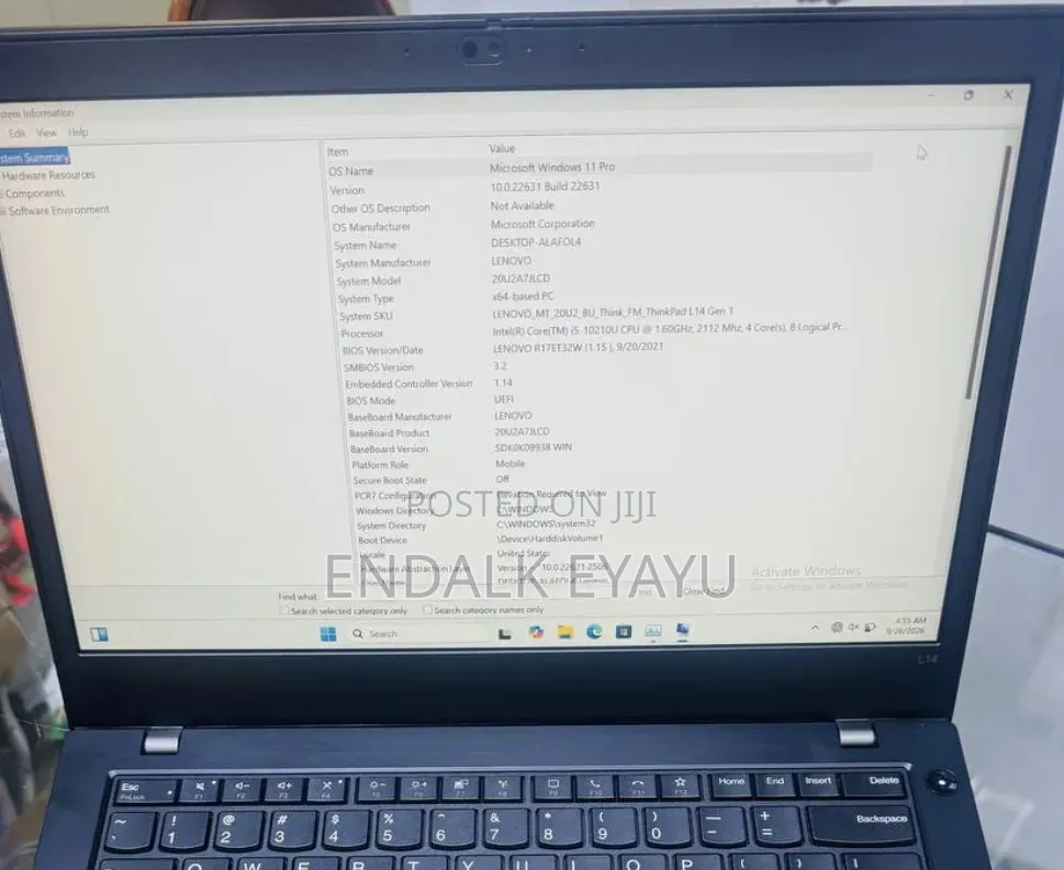 New Laptop Lenovo L14 G1 8GB Intel Core i5 SSD 256GB