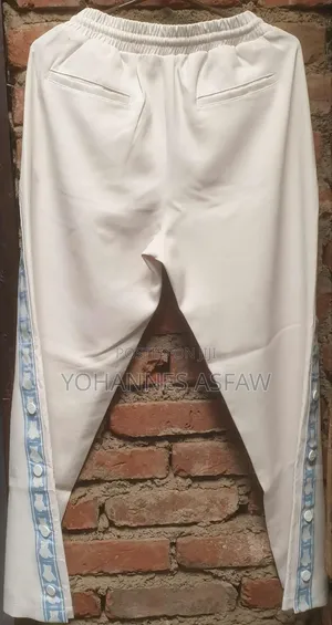FRLMK Bear Graphic Tearaway Snap Track Pants (Cream / Light Blue)