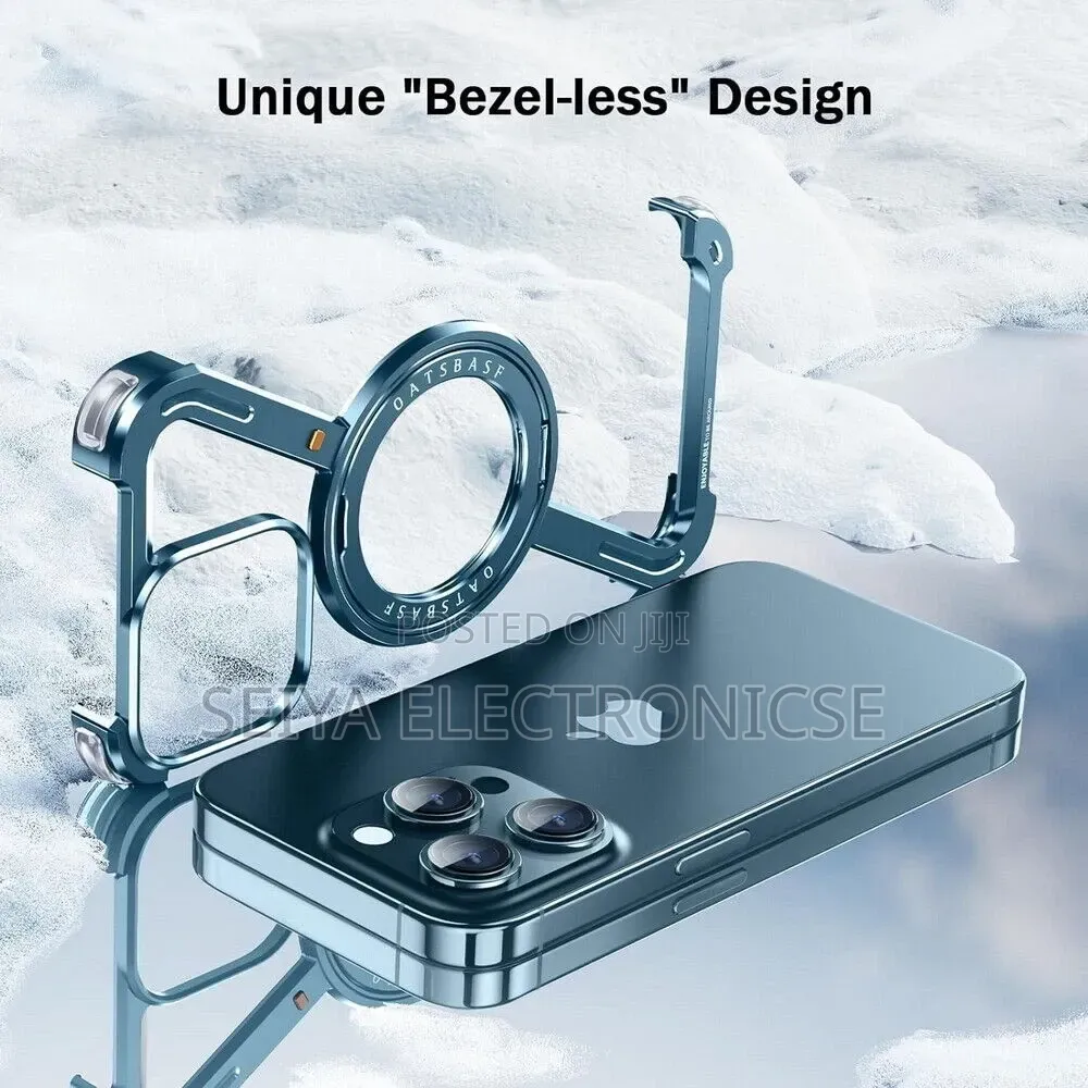 Z-Shape) Aluminum Metal Frameless MagSafe Phone Case With a 360-Degre