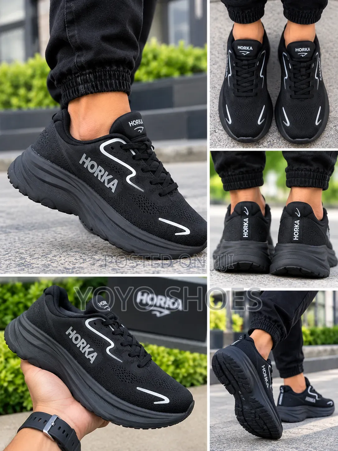 Horka Bondi 9" Black-White Unisex Fashion Sneaker Shoe