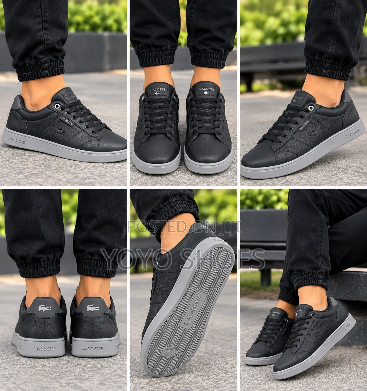 Lacoste Low-Top Casual Leather Black/Gray Unisex Fashion Sneaker Shoe