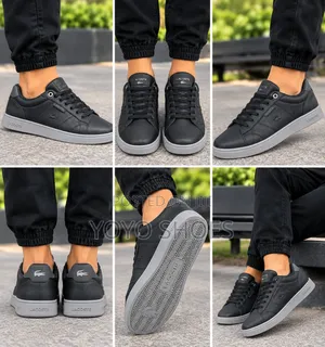Lacoste Low-Top Casual Leather Black/Gray Unisex Fashion Sneaker Shoe