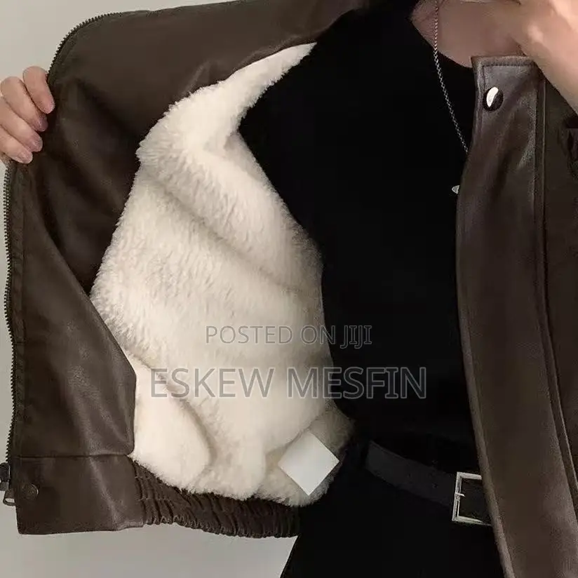 Korean Version Plush Leather Jacket Women's Pure Leather Jacket