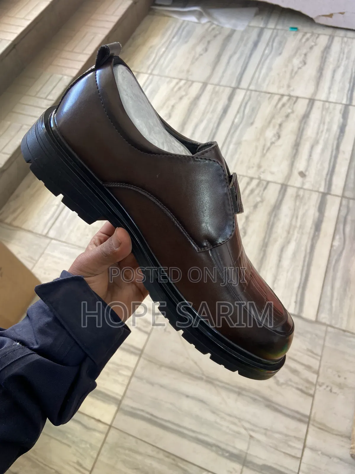 Luxury Brown "Crocodile-Grain" Lug-Sole Loafers