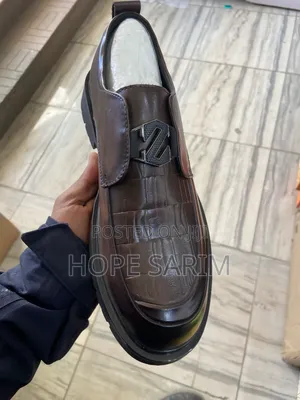 Luxury Brown "Crocodile-Grain" Lug-Sole Loafers