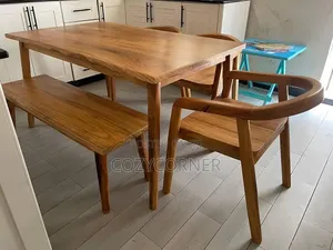 Elegant 5 Seaters Solid Wood Dining Table. የምግብ ጠረጴዛ በዋንዛ የሚሰራ