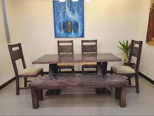 Solid-Wood 6 Seaters Dining Set With Pure Natural Quality. በዋንዛ የሚሰራ