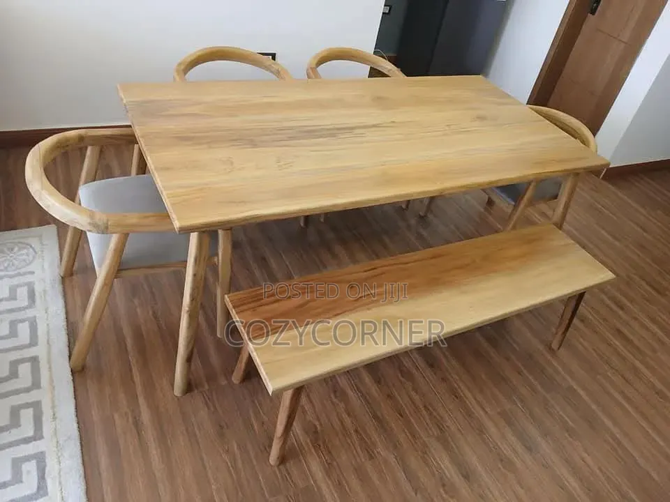 Real Wood 6 Seaters Dining Set With Real Durability. በዋንዛ የሚሰራ