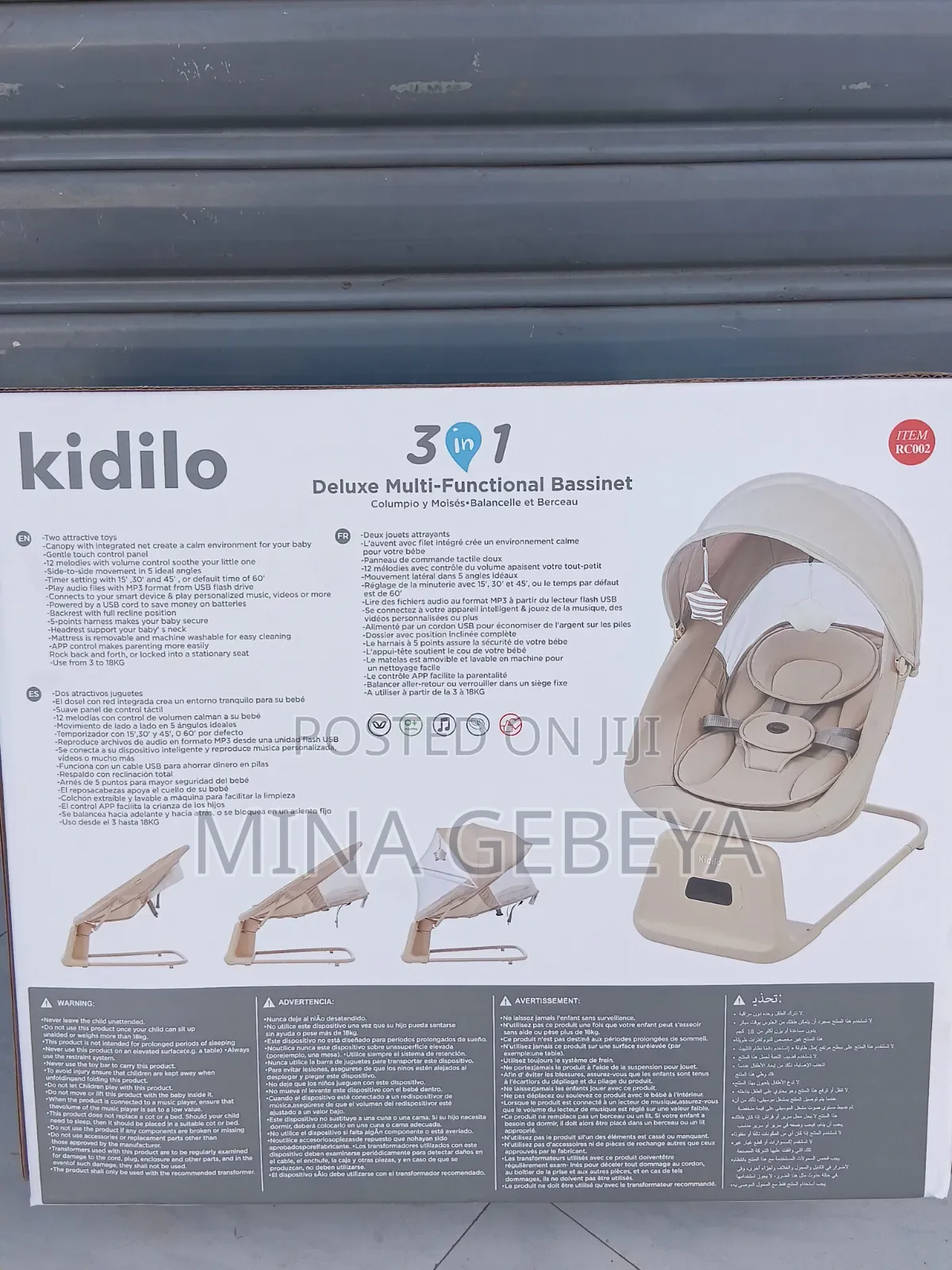 Kidilo 3-in-1 Deluxe Swing & Bassinet!
