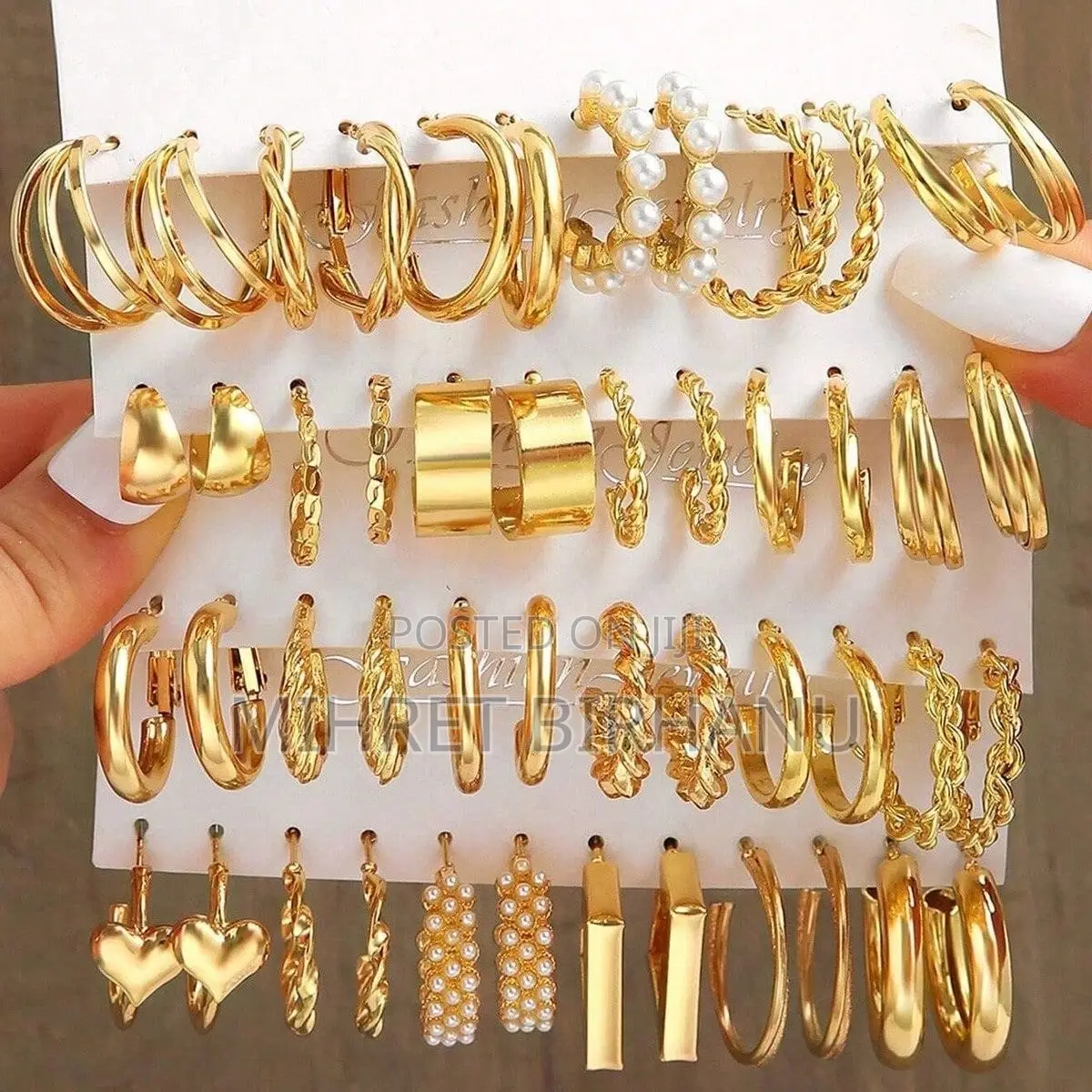  Stainless Steel Gold-Tone Earrings 