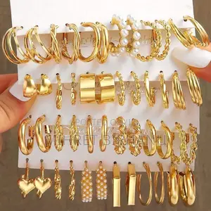  Stainless Steel Gold-Tone Earrings 