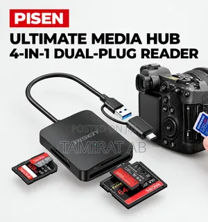 Pisen USB 3.0 4-in-1 Card Reader for Sd, Microsd/Cf/Tf/Ms + Type C