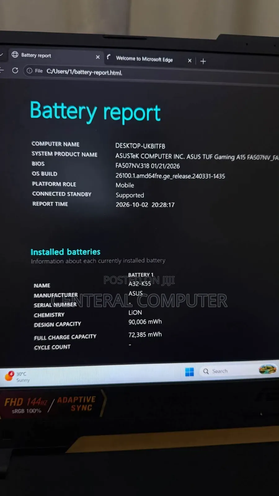 New Laptop Asus TUF Gaming A15 16GB AMD Ryzen 7 SSD 512GB