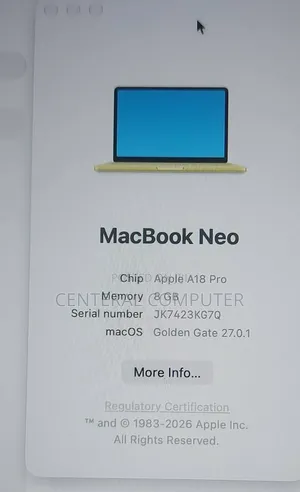 New Laptop Apple MacBook Neo 2026 8GB Apple M1 SSD 256GB