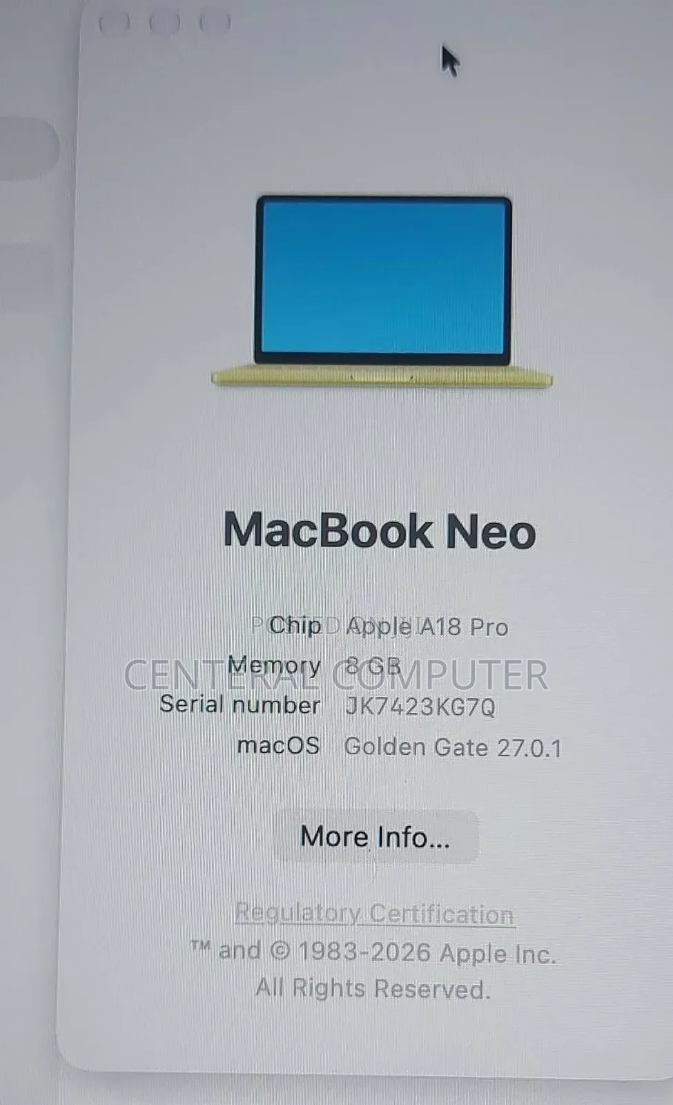 New Laptop Apple MacBook Neo 2026 8GB Apple M1 SSD 256GB