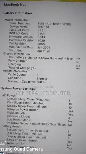 New Laptop Apple MacBook Neo 2026 8GB Apple M1 SSD 256GB