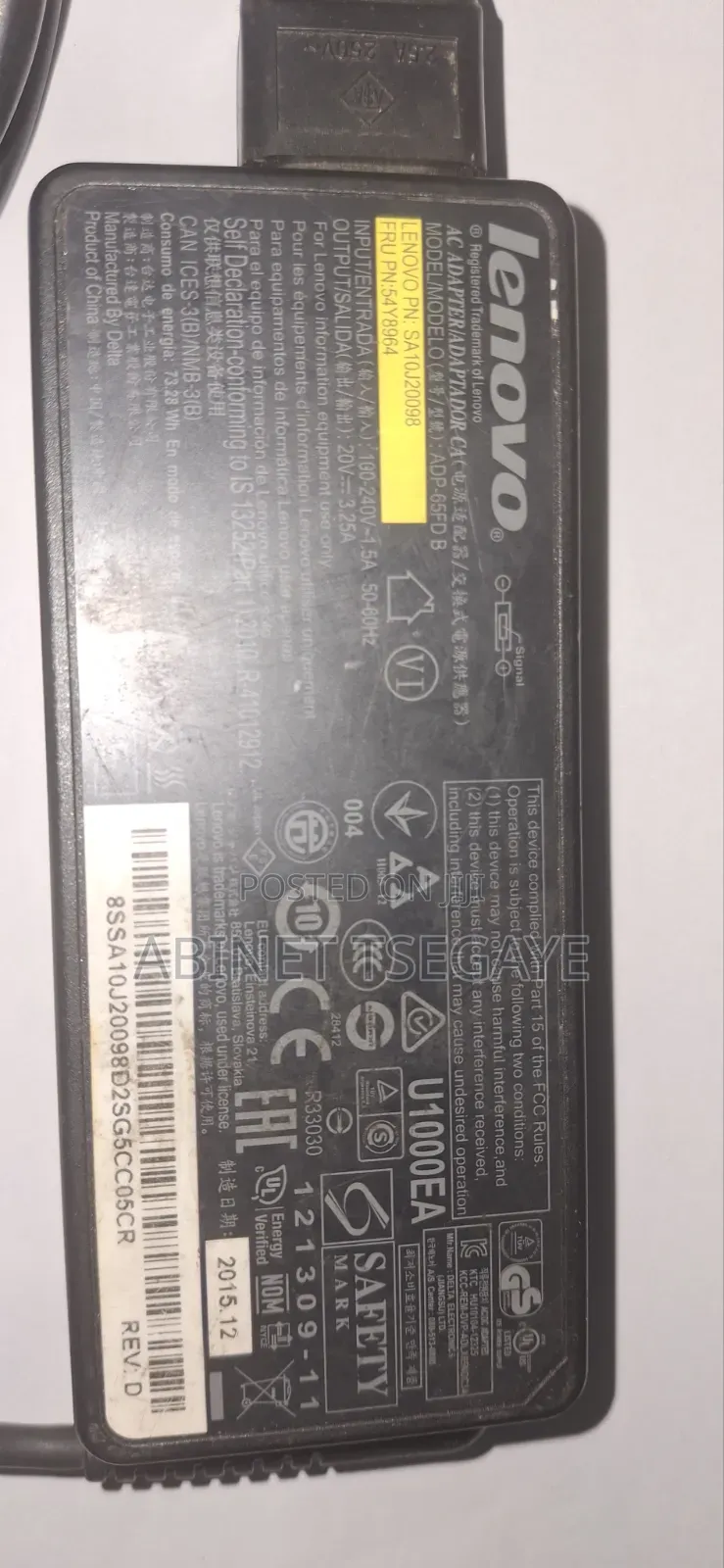 Yello Pin Charger Lenevo