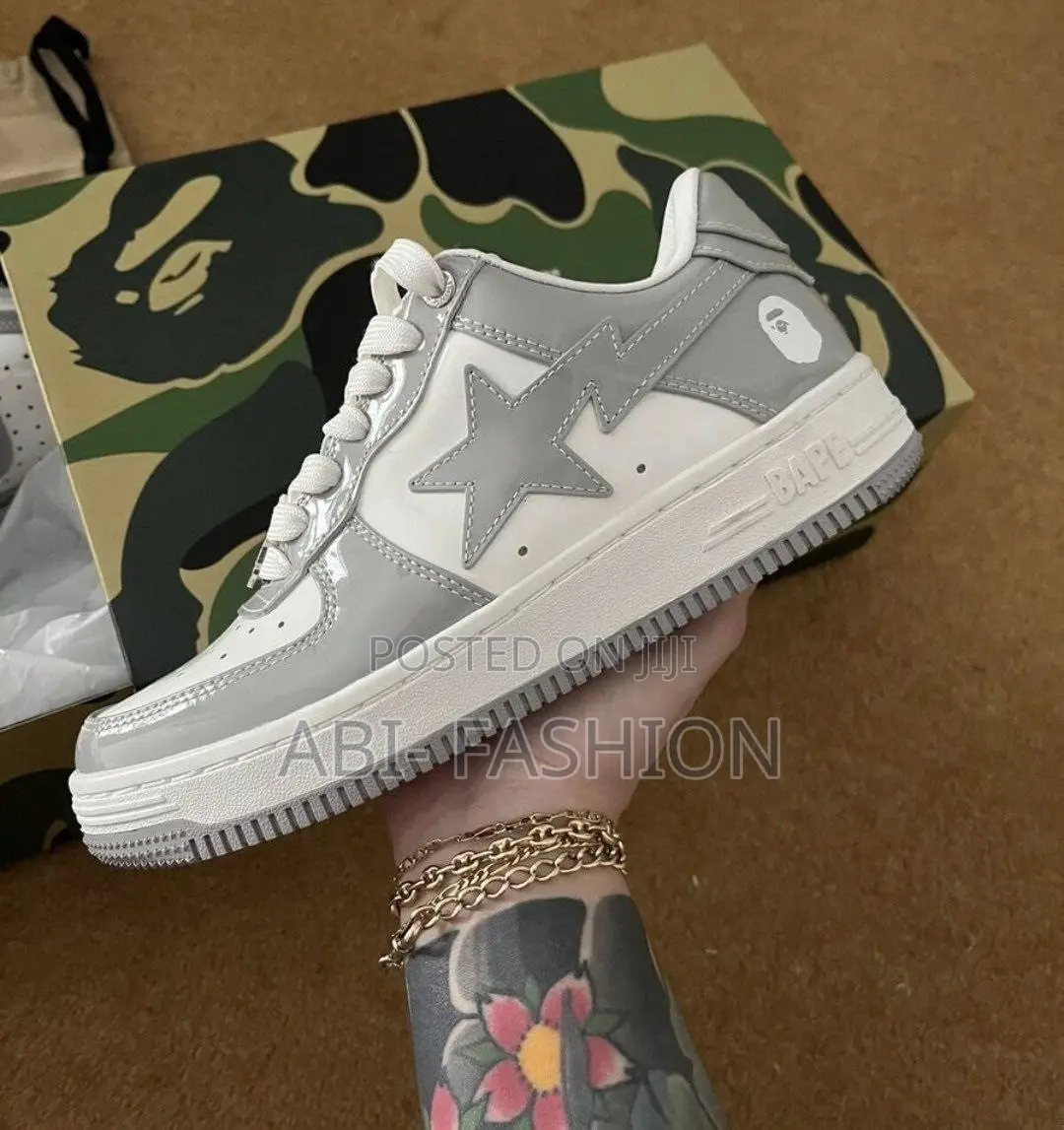 Bape Sta Low Grey White | New Arrival | Size 40, 41, 42, 43, 44