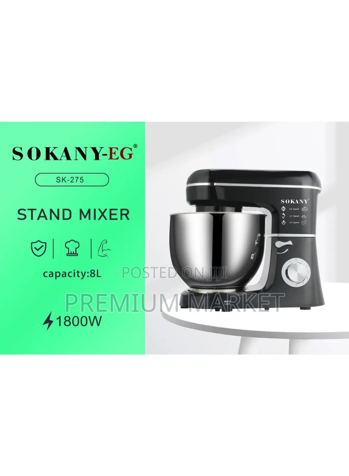 Dough Mixer Sokany 8 Liter 1800 Watt 6 Speed ሶካኒ 8 ሊትር የሊጥ ማቡኪያ