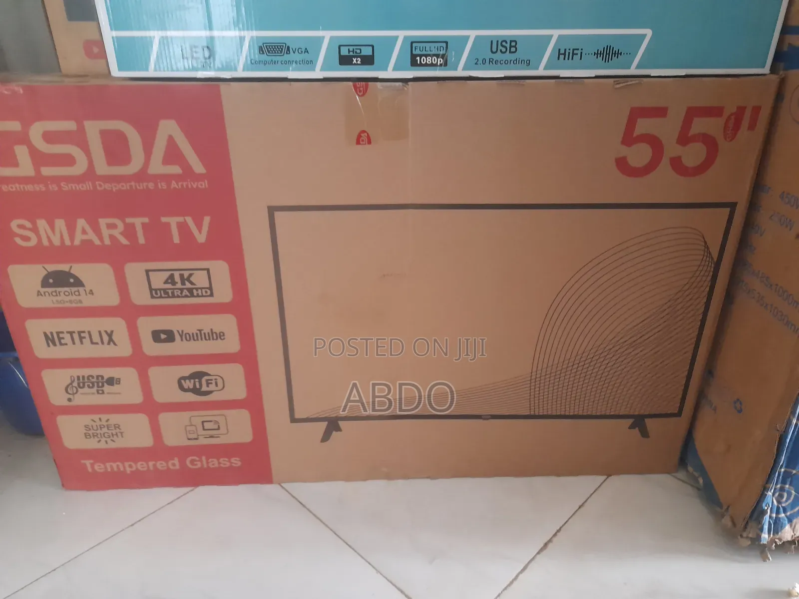 Gsda Smart TV 55 Inch 4k Ultra HD TV Doubel Gelass 2026 New Hifi New