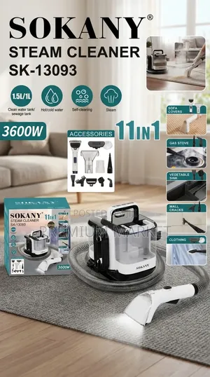 Steam and Wet/Dry Vacuum Cleaner Sokany 3600W ሶካኒ የእንፋሎት ማጽጃ