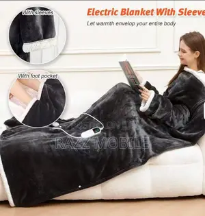 Electrical Heated Wearable Hoodie Blanket With Foot Pockets & Sleeves