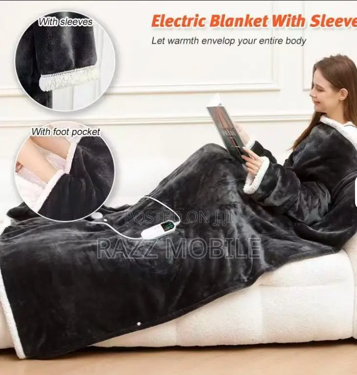 Electrical Heated Wearable Hoodie Blanket With Foot Pockets & Sleeves