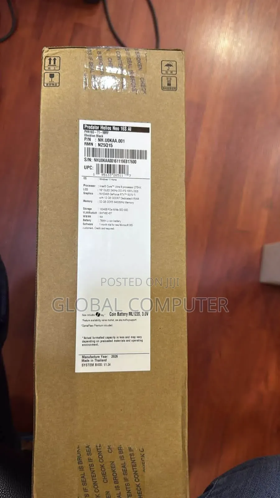 New Laptop Acer Predator Helios Neo 16 16GB Intel Core i7 SSD 512GB