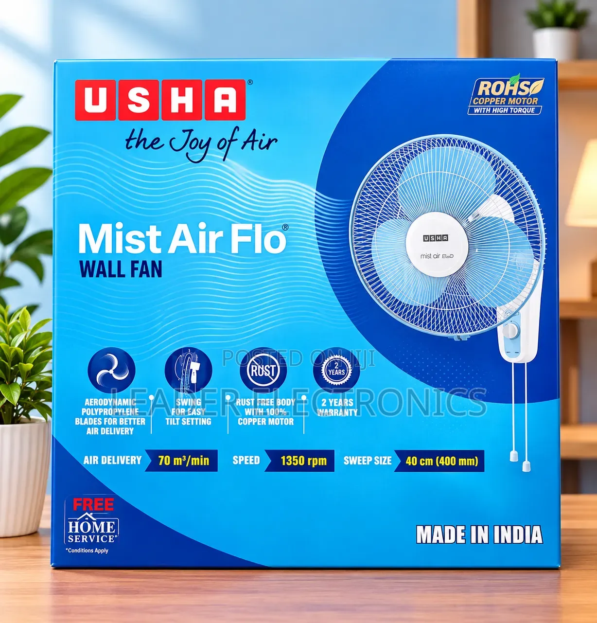 USHA Mist Air Flo Wall Fan Made in India