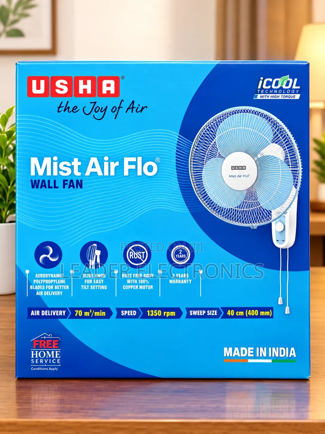 USHA Mist Air Flo Wall Fan Made in India