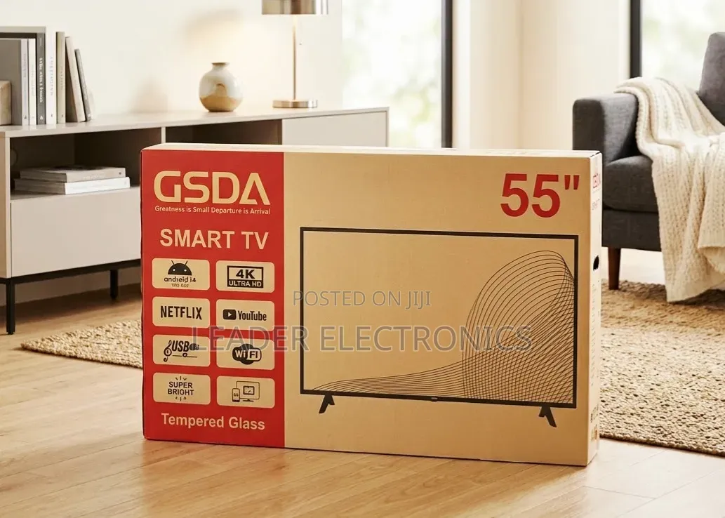 GSDA TV 55" Smart Android TV – Double Glass Design | New 2026 Model
