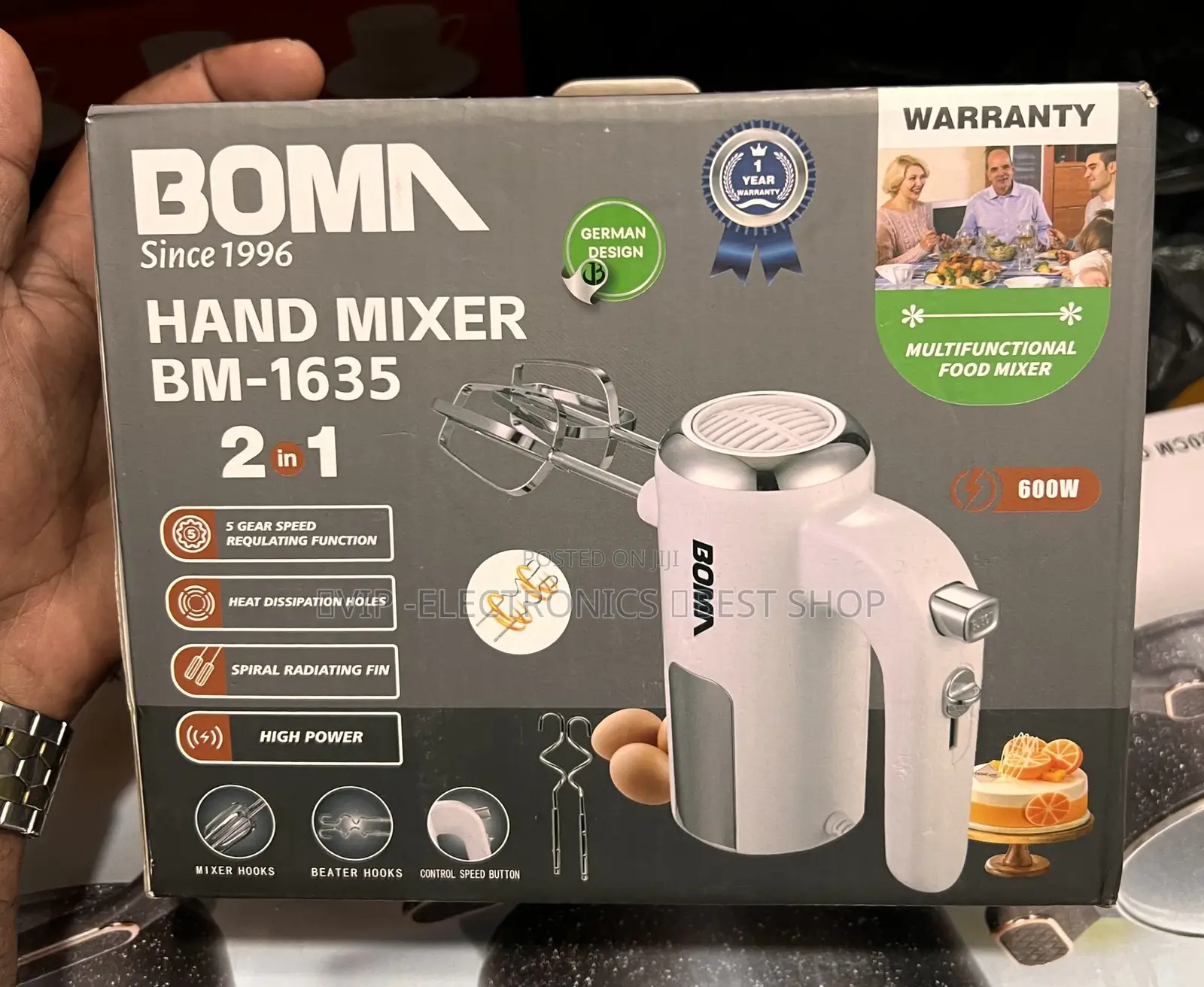 BOMA Hand Mixer 2-in-1 – 600W High-Power Motor, German Design
