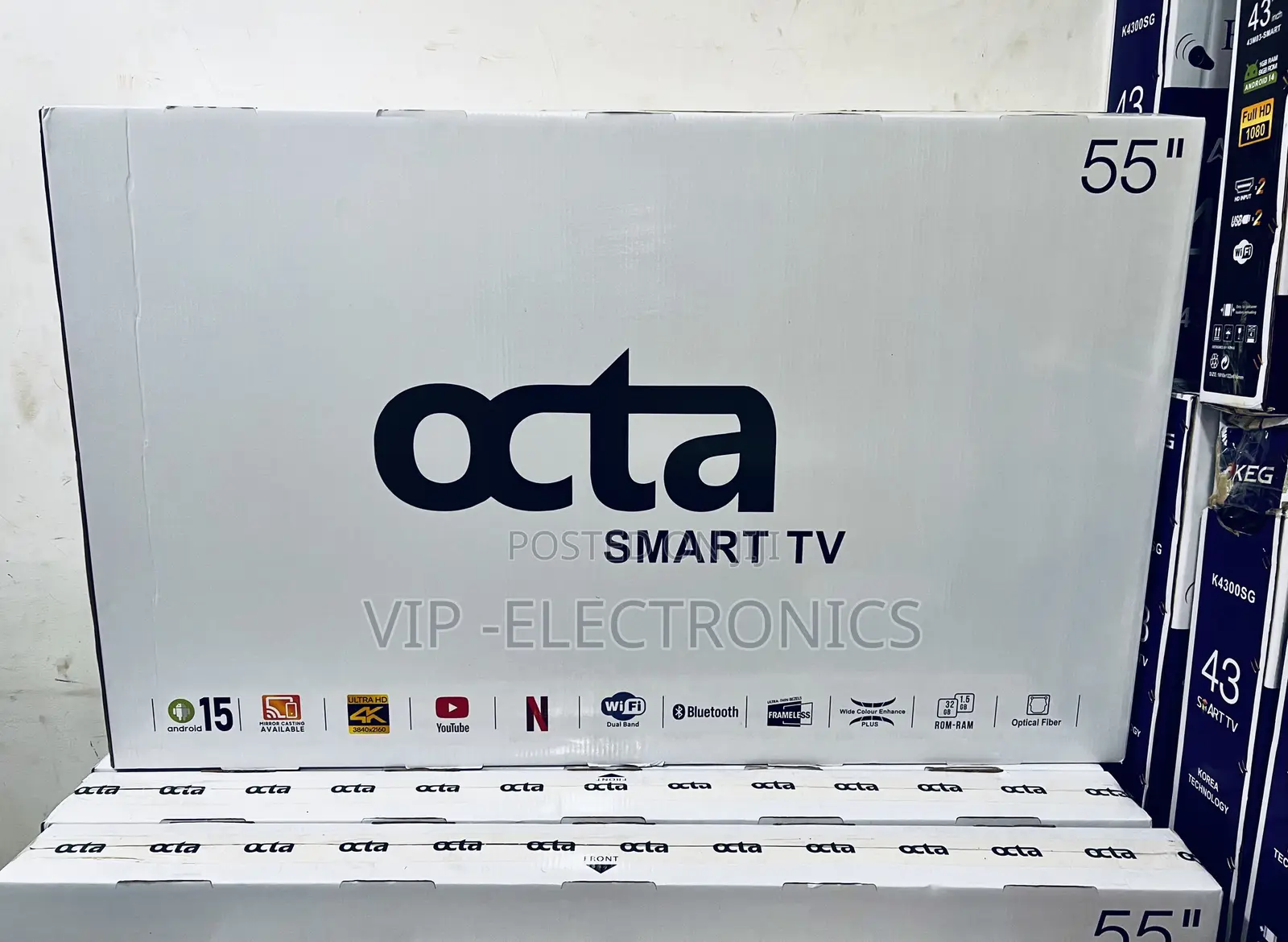 OCTA 55 Inch TV Smart 4K Ultra HD – Frameless Android 15.0, New 2026