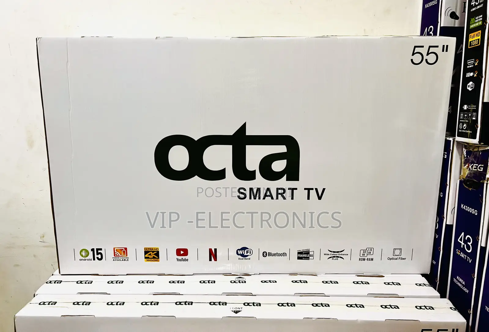 OCTA 55 Inch TV Smart 4K Ultra HD – Frameless Android 15.0, New 2026