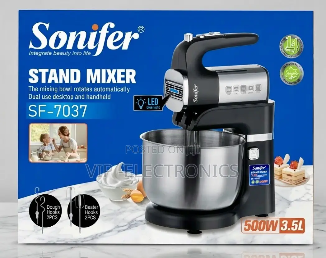 Sonifer Stand Mixer – 500W 3.5L Stainless Steel Rotating Bowl VIP SHOP