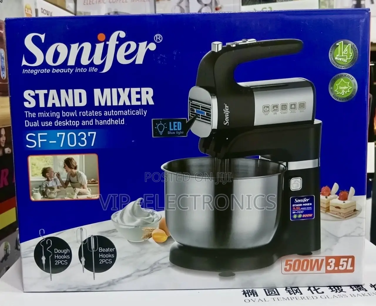 Sonifer Stand Mixer – 500W 3.5L Stainless Steel Rotating Bowl VIP SHOP