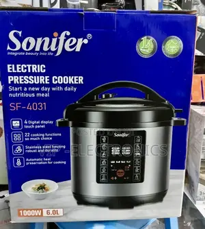 Sonifer Electric Pressure Cooker – 6L, 1000W, 22 Digital Touch Panel