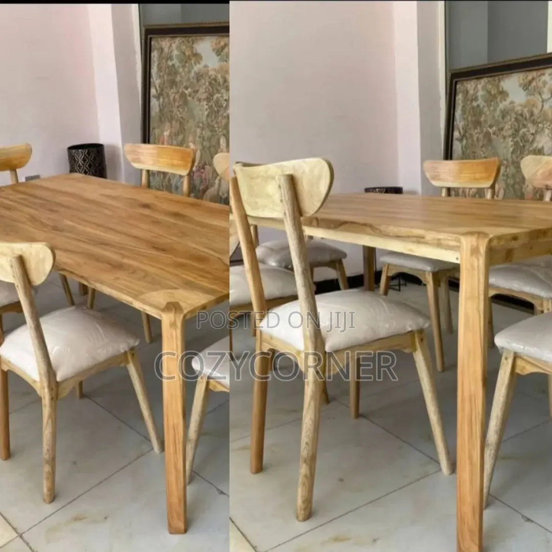 Solid-Wood 6 Seaters Dining Sets Crafted for Durability. በዋንዛ የተሰራ