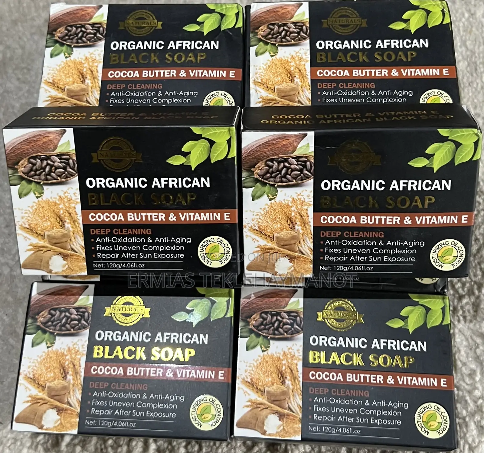Organic African Black Soap, Cocoa Butter and Vitamin E