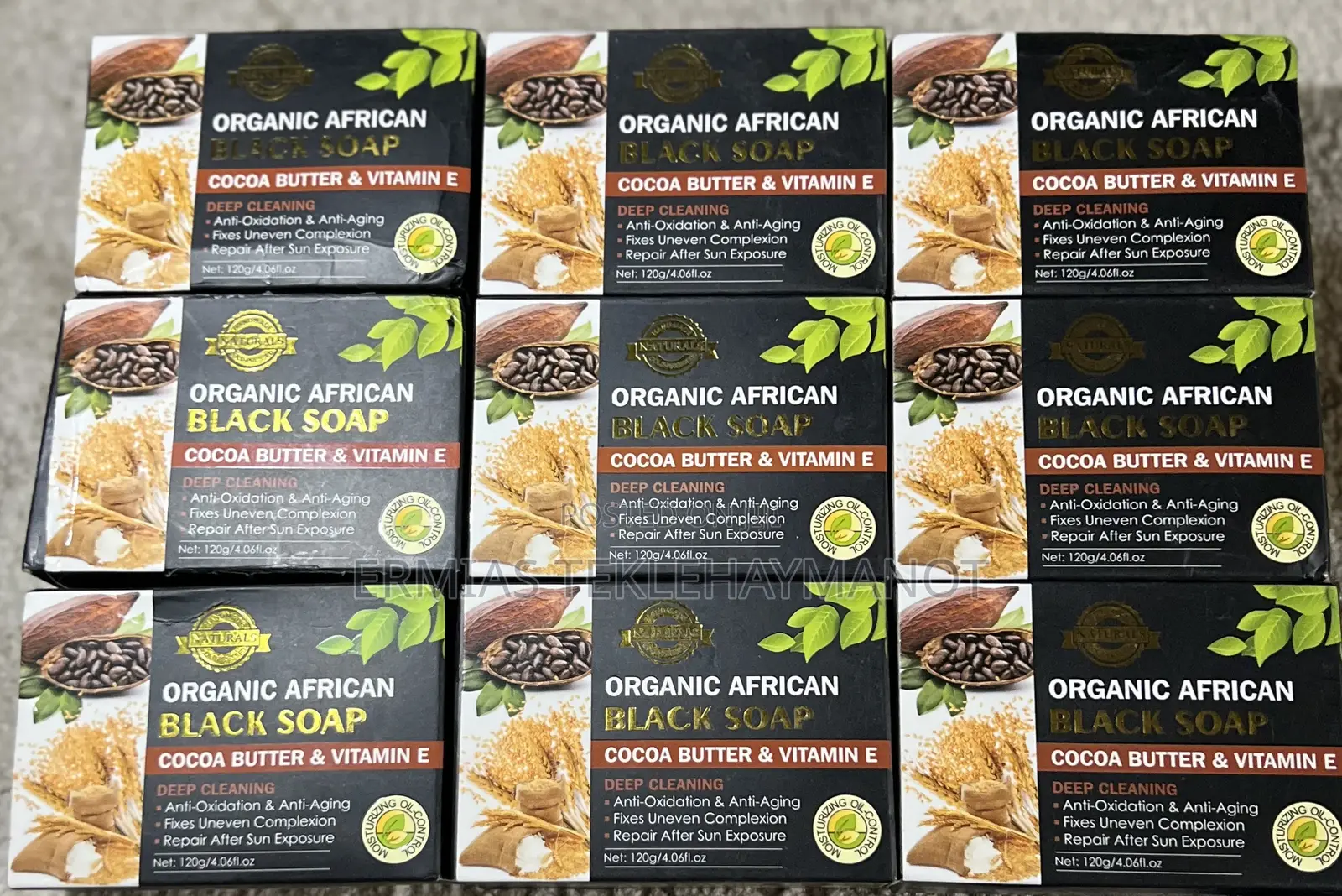 Organic African Black Soap, Cocoa Butter and Vitamin E