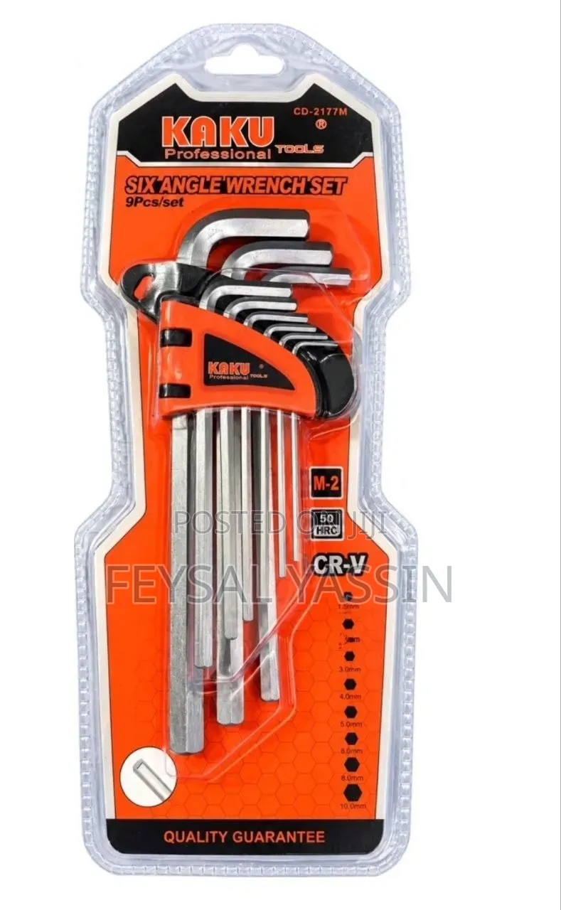 KAKU 9-Piece Hex Key Wrench Set- 1.5mm to 10mm, With Holder